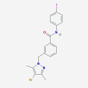 molecular formula C19H17BrIN3O B447734 3-[(4-bromo-3,5-dimethyl-1H-pyrazol-1-yl)methyl]-N-(4-iodophenyl)benzamide 