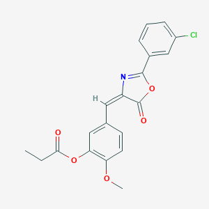 5-[(2-(3-chlorophenyl)-5-oxo-1,3-oxazol-4(5H)-ylidene)methyl]-2-methoxyphenyl propionate