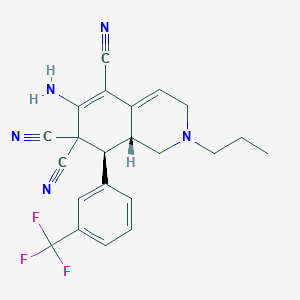 molecular formula C22H20F3N5 B447737 6-amino-2-propyl-8-[3-(trifluoromethyl)phenyl]-2,3,8,8a-tetrahydro-5,7,7(1H)-isoquinolinetricarbonitrile 