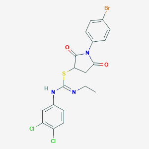 1-(4-bromophenyl)-2,5-dioxopyrrolidin-3-yl N'-(3,4-dichlorophenyl)-N-ethylcarbamimidothioate