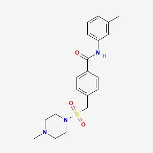 molecular formula C20H25N3O3S B4477418 N-(3-methylphenyl)-4-{[(4-methylpiperazin-1-yl)sulfonyl]methyl}benzamide 