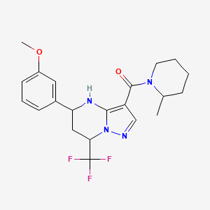 molecular formula C21H25F3N4O2 B4477422 5-(3-methoxyphenyl)-3-[(2-methyl-1-piperidinyl)carbonyl]-7-(trifluoromethyl)-4,5,6,7-tetrahydropyrazolo[1,5-a]pyrimidine 