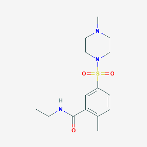 molecular formula C15H23N3O3S B4477436 N-ethyl-2-methyl-5-[(4-methyl-1-piperazinyl)sulfonyl]benzamide 