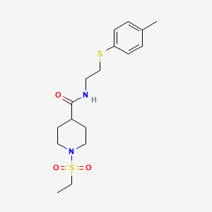 molecular formula C17H26N2O3S2 B4477467 1-(ETHANESULFONYL)-N-{2-[(4-METHYLPHENYL)SULFANYL]ETHYL}PIPERIDINE-4-CARBOXAMIDE 