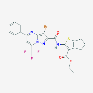 ethyl 2-({[3-bromo-5-phenyl-7-(trifluoromethyl)pyrazolo[1,5-a]pyrimidin-2-yl]carbonyl}amino)-5,6-dihydro-4H-cyclopenta[b]thiophene-3-carboxylate