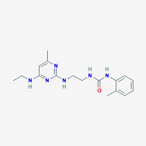 molecular formula C17H24N6O B4477497 N-(2-{[4-(ethylamino)-6-methyl-2-pyrimidinyl]amino}ethyl)-N'-(2-methylphenyl)urea 