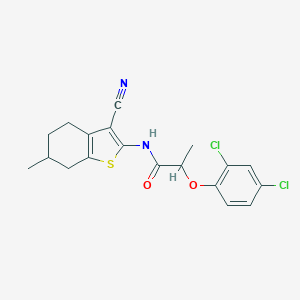 molecular formula C19H18Cl2N2O2S B447751 N-(3-cyano-6-methyl-4,5,6,7-tetrahydro-1-benzothiophen-2-yl)-2-(2,4-dichlorophenoxy)propanamide 