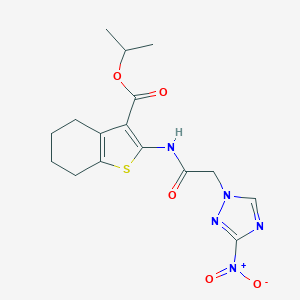 molecular formula C16H19N5O5S B447752 2-[2-(3-Nitro-[1,2,4]triazol-1-yl)-acetylamino]-4,5,6,7-tetrahydro-benzo[b]thiophene-3-carboxylic acid isopropyl ester 