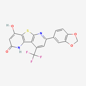 molecular formula C18H9F3N2O4S B4477530 11-(1,3-Benzodioxol-5-yl)-6-hydroxy-13-(trifluoromethyl)-8-thia-3,10-diazatricyclo[7.4.0.02,7]trideca-1(9),2(7),5,10,12-pentaen-4-one 