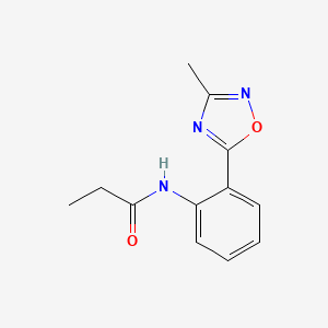 molecular formula C12H13N3O2 B4477575 N-[2-(3-methyl-1,2,4-oxadiazol-5-yl)phenyl]propanamide 