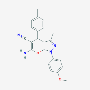 molecular formula C22H20N4O2 B447759 6-Amino-1-(4-methoxyphenyl)-3-methyl-4-(4-methylphenyl)-1,4-dihydropyrano[2,3-c]pyrazole-5-carbonitrile 
