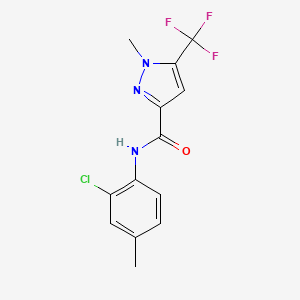 molecular formula C13H11ClF3N3O B4477601 N-(2-chloro-4-methylphenyl)-1-methyl-5-(trifluoromethyl)-1H-pyrazole-3-carboxamide 