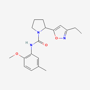 molecular formula C18H23N3O3 B4477649 2-(3-ethyl-1,2-oxazol-5-yl)-N-(2-methoxy-5-methylphenyl)pyrrolidine-1-carboxamide 