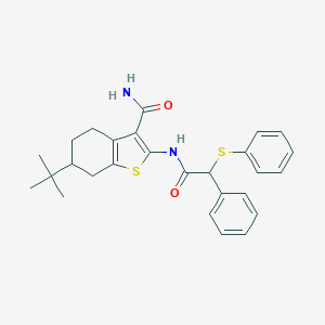 molecular formula C27H30N2O2S2 B447767 6-Tert-butyl-2-{[phenyl(phenylsulfanyl)acetyl]amino}-4,5,6,7-tetrahydro-1-benzothiophene-3-carboxamide 