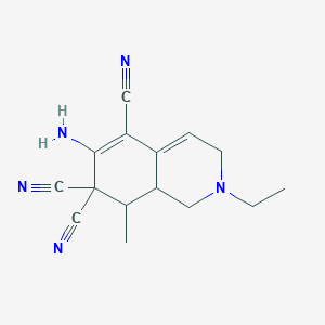 molecular formula C15H17N5 B4477678 6-Amino-2-ethyl-8-methyl-1,3,8,8a-tetrahydroisoquinoline-5,7,7-tricarbonitrile 