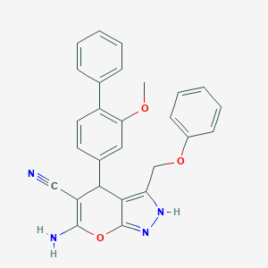 molecular formula C27H22N4O3 B447773 6-Amino-4-(2-methoxybiphenyl-4-yl)-3-(phenoxymethyl)-1,4-dihydropyrano[2,3-c]pyrazole-5-carbonitrile 