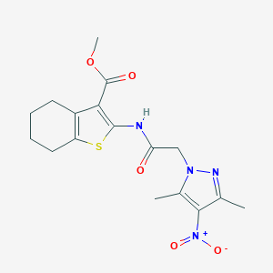 molecular formula C17H20N4O5S B447774 methyl 2-[({4-nitro-3,5-dimethyl-1H-pyrazol-1-yl}acetyl)amino]-4,5,6,7-tetrahydro-1-benzothiophene-3-carboxylate 