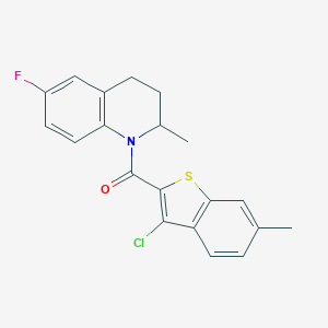 molecular formula C20H17ClFNOS B447777 (3-chloro-6-methyl-1-benzothiophen-2-yl)(6-fluoro-2-methyl-3,4-dihydroquinolin-1(2H)-yl)methanone 