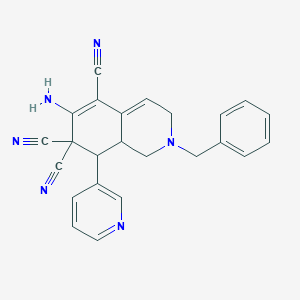 molecular formula C24H20N6 B4477770 6-amino-2-benzyl-8-(3-pyridinyl)-2,3,8,8a-tetrahydro-5,7,7(1H)-isoquinolinetricarbonitrile 