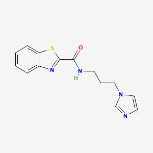 molecular formula C14H14N4OS B4477795 N-[3-(1H-imidazol-1-yl)propyl]-1,3-benzothiazole-2-carboxamide 