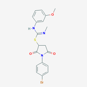 molecular formula C19H18BrN3O3S B447780 1-(4-bromophenyl)-2,5-dioxo-3-pyrrolidinyl N'-(3-methoxyphenyl)-N-methylimidothiocarbamate 