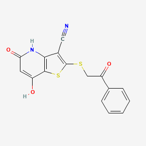 7-hydroxy-5-oxo-2-[(2-oxo-2-phenylethyl)thio]-4,5-dihydrothieno[3,2-b]pyridine-3-carbonitrile