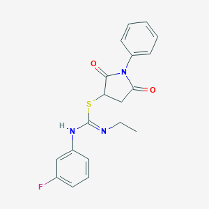 2,5-dioxo-1-phenylpyrrolidin-3-yl N-ethyl-N'-(3-fluorophenyl)carbamimidothioate