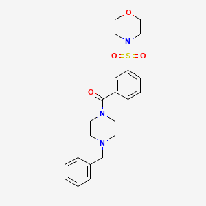 molecular formula C22H27N3O4S B4477921 4-[3-(4-BENZYLPIPERAZINE-1-CARBONYL)BENZENESULFONYL]MORPHOLINE 