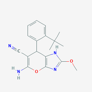 molecular formula C18H20N4O2 B447793 5-Amino-7-(2-tert-butylphenyl)-2-methoxy-3,7-dihydropyrano[2,3-d]imidazole-6-carbonitrile 