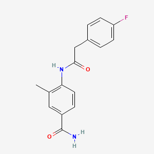 molecular formula C16H15FN2O2 B4477939 4-{[(4-fluorophenyl)acetyl]amino}-3-methylbenzamide 