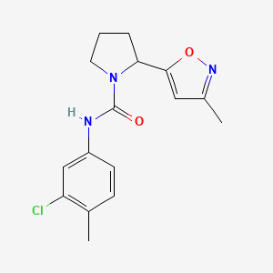 molecular formula C16H18ClN3O2 B4477948 N-(3-chloro-4-methylphenyl)-2-(3-methyl-1,2-oxazol-5-yl)pyrrolidine-1-carboxamide 