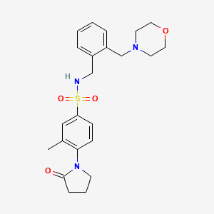 molecular formula C23H29N3O4S B4477988 3-METHYL-N-({2-[(MORPHOLIN-4-YL)METHYL]PHENYL}METHYL)-4-(2-OXOPYRROLIDIN-1-YL)BENZENE-1-SULFONAMIDE 