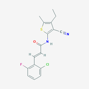 molecular formula C17H14ClFN2OS B447799 3-(2-chloro-6-fluorophenyl)-N-(3-cyano-4-ethyl-5-methyl-2-thienyl)acrylamide 