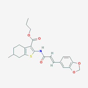 molecular formula C23H25NO5S B447805 Propyl 2-{[3-(1,3-benzodioxol-5-yl)acryloyl]amino}-6-methyl-4,5,6,7-tetrahydro-1-benzothiophene-3-carboxylate 