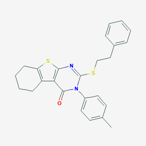 molecular formula C25H24N2OS2 B447806 3-(4-methylphenyl)-2-[(2-phenylethyl)sulfanyl]-5,6,7,8-tetrahydro[1]benzothieno[2,3-d]pyrimidin-4(3H)-one 