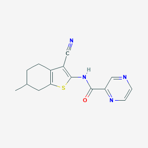 molecular formula C15H14N4OS B447811 N-(3-cyano-6-methyl-4,5,6,7-tetrahydro-1-benzothiophen-2-yl)pyrazine-2-carboxamide 