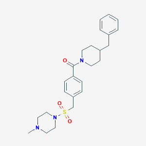 molecular formula C25H33N3O3S B4478112 1-{[4-(4-BENZYLPIPERIDINE-1-CARBONYL)PHENYL]METHANESULFONYL}-4-METHYLPIPERAZINE 