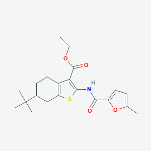 molecular formula C21H27NO4S B447814 Ethyl 6-tert-butyl-2-[(5-methyl-2-furoyl)amino]-4,5,6,7-tetrahydro-1-benzothiophene-3-carboxylate 
