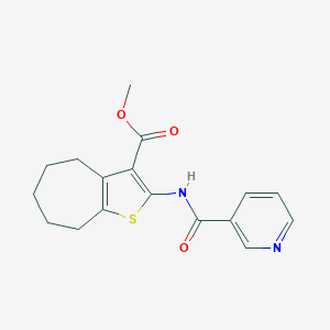 molecular formula C17H18N2O3S B447815 methyl 2-[(3-pyridinylcarbonyl)amino]-5,6,7,8-tetrahydro-4H-cyclohepta[b]thiophene-3-carboxylate 