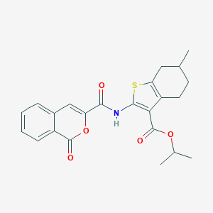 molecular formula C23H23NO5S B447816 isopropyl 6-methyl-2-{[(1-oxo-1H-isochromen-3-yl)carbonyl]amino}-4,5,6,7-tetrahydro-1-benzothiophene-3-carboxylate 
