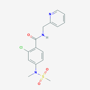 molecular formula C15H16ClN3O3S B4478216 2-CHLORO-4-(N-METHYLMETHANESULFONAMIDO)-N-[(PYRIDIN-2-YL)METHYL]BENZAMIDE 