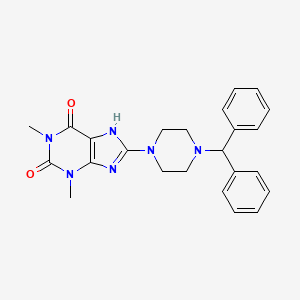 molecular formula C24H26N6O2 B4478229 8-[4-(diphenylmethyl)piperazin-1-yl]-1,3-dimethyl-3,7-dihydro-1H-purine-2,6-dione 