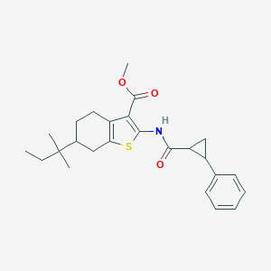 molecular formula C25H31NO3S B447823 Methyl 6-tert-pentyl-2-{[(2-phenylcyclopropyl)carbonyl]amino}-4,5,6,7-tetrahydro-1-benzothiophene-3-carboxylate 