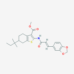 molecular formula C25H29NO5S B447824 Methyl 2-{[3-(1,3-benzodioxol-5-yl)acryloyl]amino}-6-tert-pentyl-4,5,6,7-tetrahydro-1-benzothiophene-3-carboxylate 