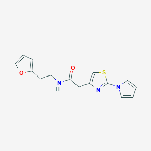 molecular formula C15H15N3O2S B4478271 N-[2-(furan-2-yl)ethyl]-2-[2-(1H-pyrrol-1-yl)-1,3-thiazol-4-yl]acetamide 