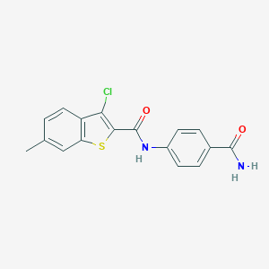 molecular formula C17H13ClN2O2S B447832 N-(4-carbamoylphenyl)-3-chloro-6-methyl-1-benzothiophene-2-carboxamide 
