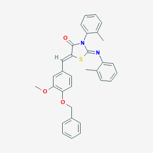 molecular formula C32H28N2O3S B447836 5-[4-(Benzyloxy)-3-methoxybenzylidene]-3-(2-methylphenyl)-2-[(2-methylphenyl)imino]-1,3-thiazolidin-4-one 
