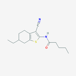 molecular formula C16H22N2OS B447837 N-(3-cyano-6-ethyl-4,5,6,7-tetrahydro-1-benzothiophen-2-yl)pentanamide 