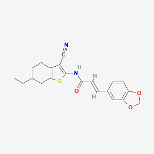 molecular formula C21H20N2O3S B447843 3-(1,3-benzodioxol-5-yl)-N-(3-cyano-6-ethyl-4,5,6,7-tetrahydro-1-benzothien-2-yl)acrylamide 