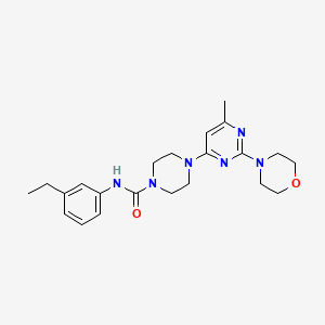 molecular formula C22H30N6O2 B4478467 N-(3-ethylphenyl)-4-[6-methyl-2-(4-morpholinyl)-4-pyrimidinyl]-1-piperazinecarboxamide 